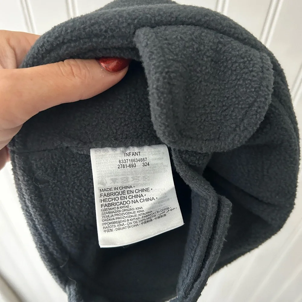 Nike Baby Infant Velcro Charcoal Black Fleece Winter Hat